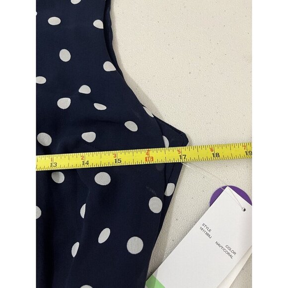 R&K Maxi Polkadot Sleeveless Chiffon Dress Lined Pleated Top Contrast Bottom - Picture 12 of 14